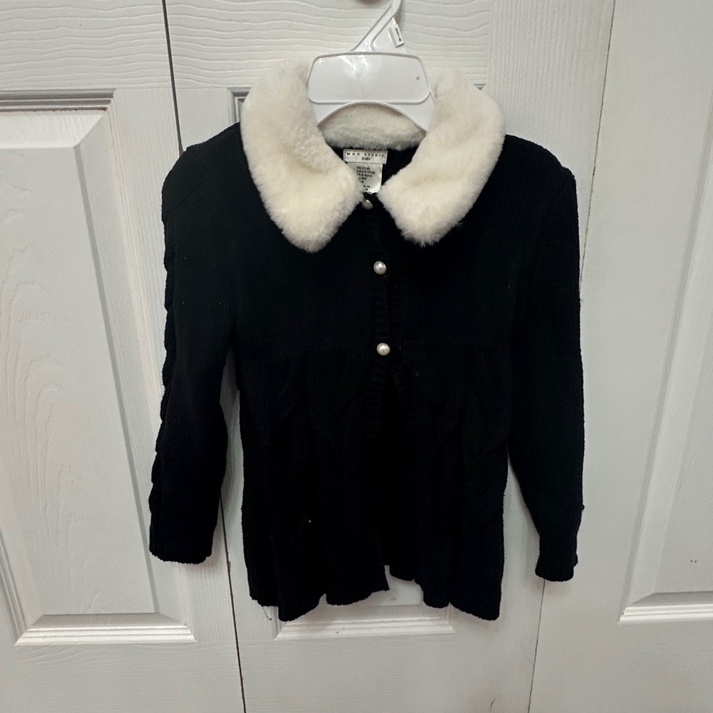 Max Studio Black Jacket with Cream Collar